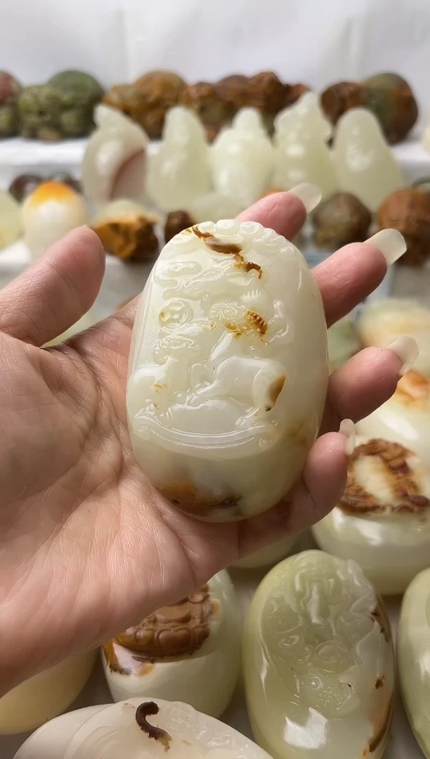 石材方解石手把摆件不退换三羊开泰微瑕