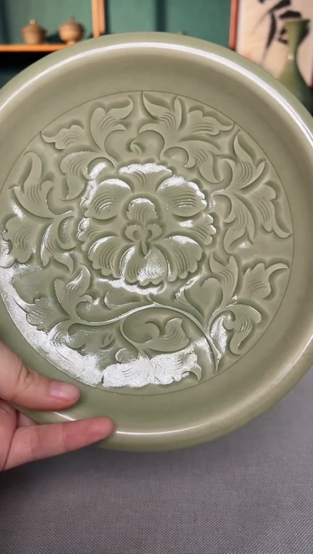 【闪购商品】其他纯手工内外双刻牡丹壶承赏盘微瑕特价