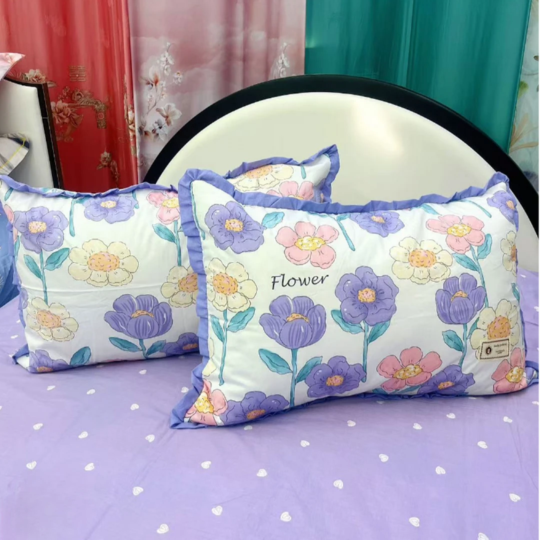 100棉枕套一对 纯棉加厚斜纹柔软亲肤   内径48*74  集合