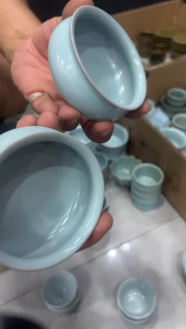 瓷片炉式杯一对大瑕