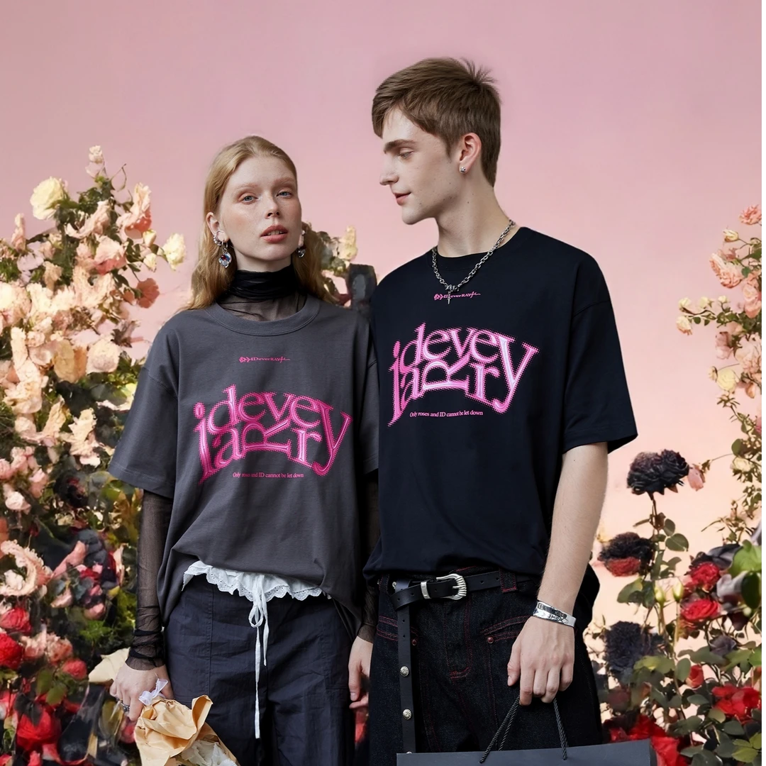 IDEVERRAY夏季纯棉短袖男女宽松圆领t恤情侣夏日穿搭