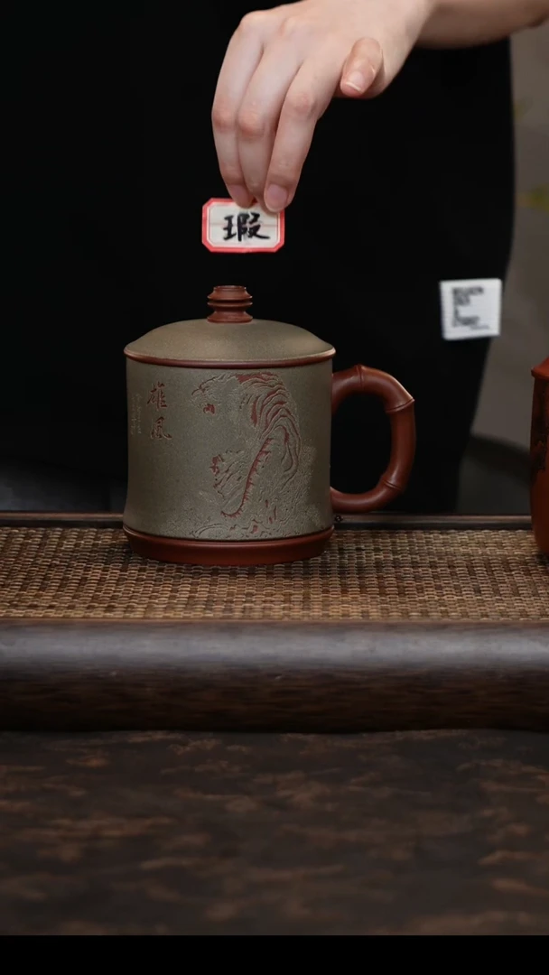 茶杯紫砂青段粉浆鸟