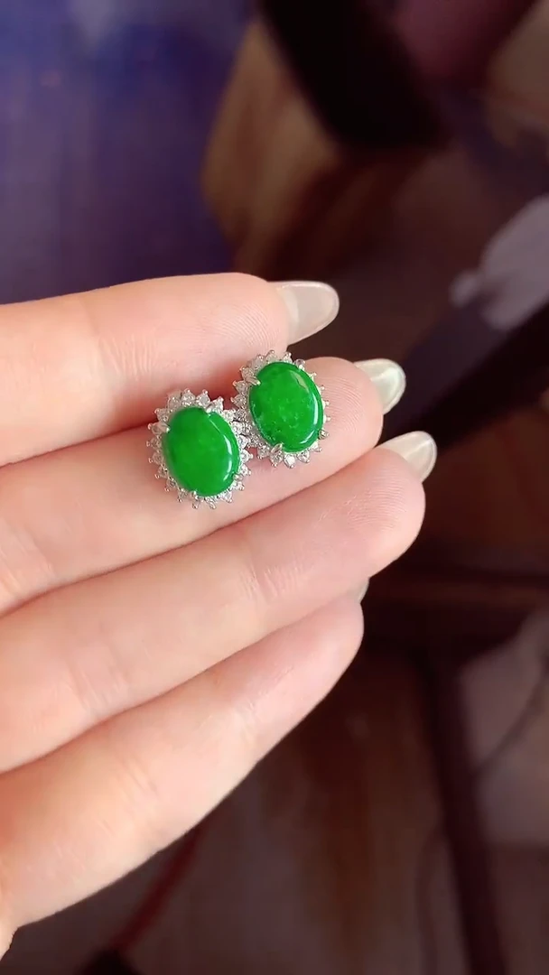 【闪购商品】翡翠耳饰银S925镶嵌耳饰