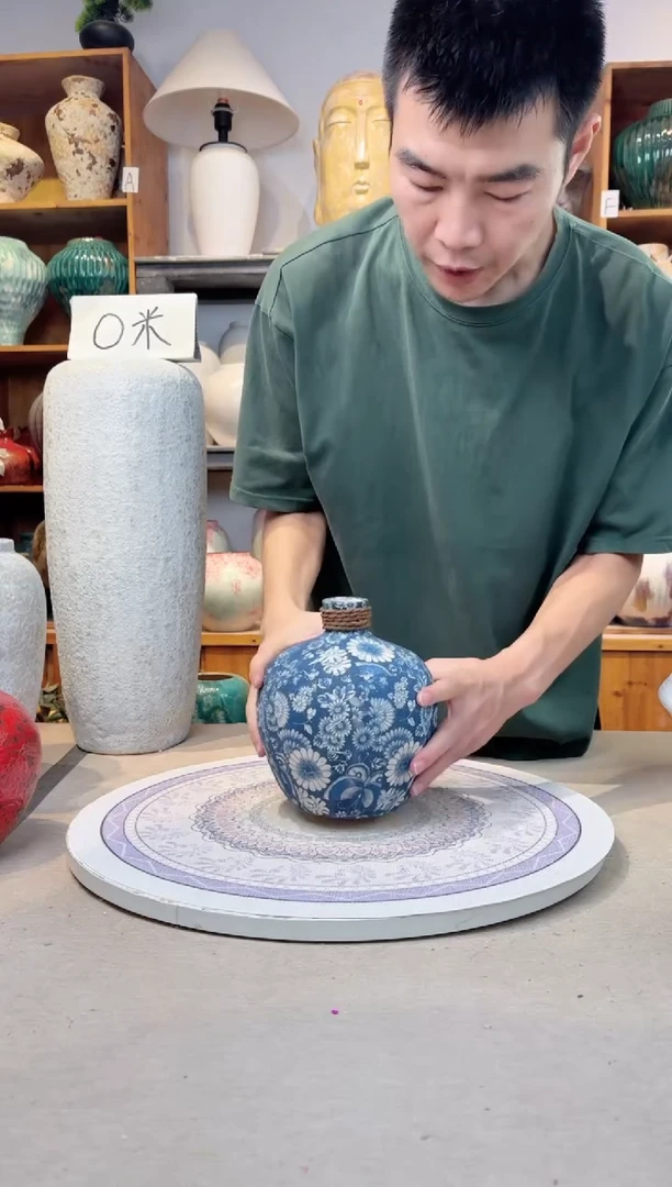 瓶陶瓷花瓶  福利  青花麻绳小号  不装水