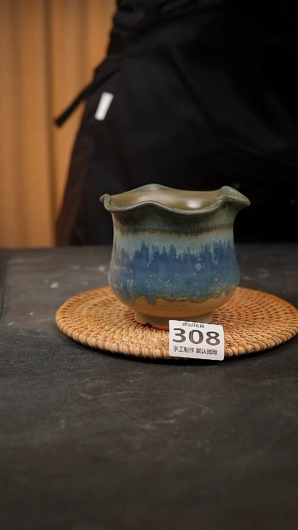 【闪购商品】瓷片308泥泥手工花盆口9高10