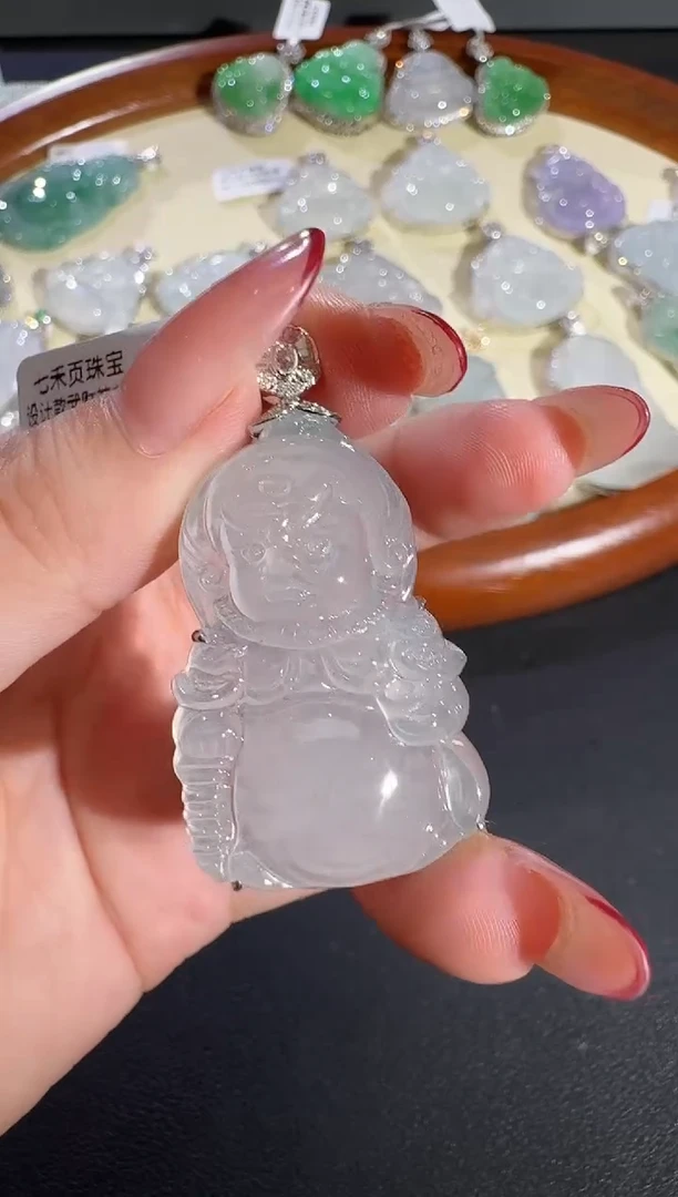 翡翠18K金镶嵌吊坠(不含链)【源头工厂】钻石镶嵌