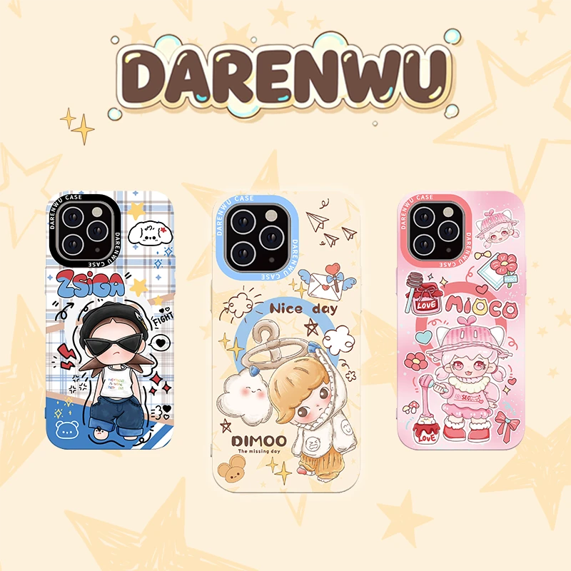 【DARENWU 拍一拆二】高端原创IMD三层卡通可爱少女手机壳适用苹果