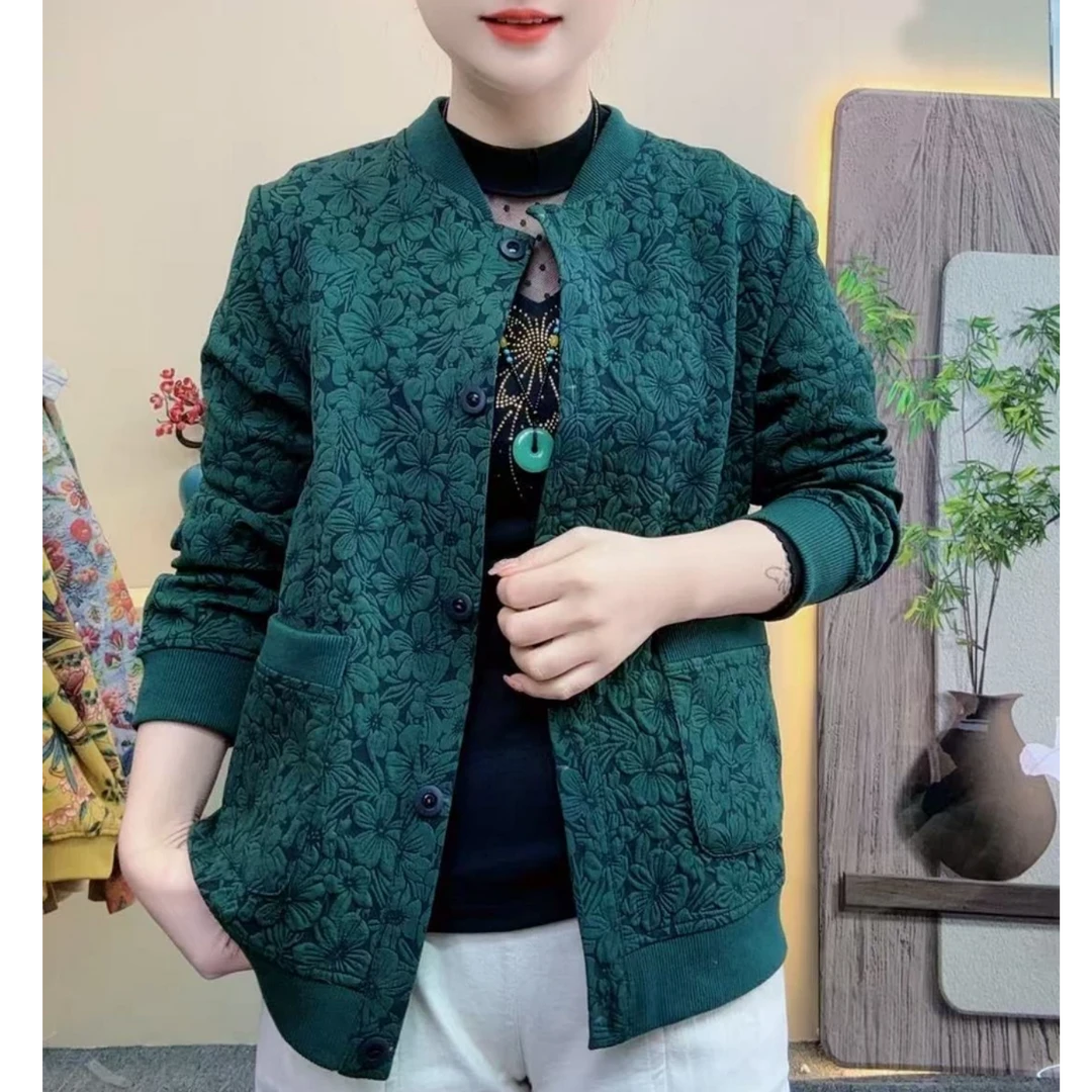 中国风春季女短外套暖心翻领外套网红女士宽松秋季百搭妈妈装