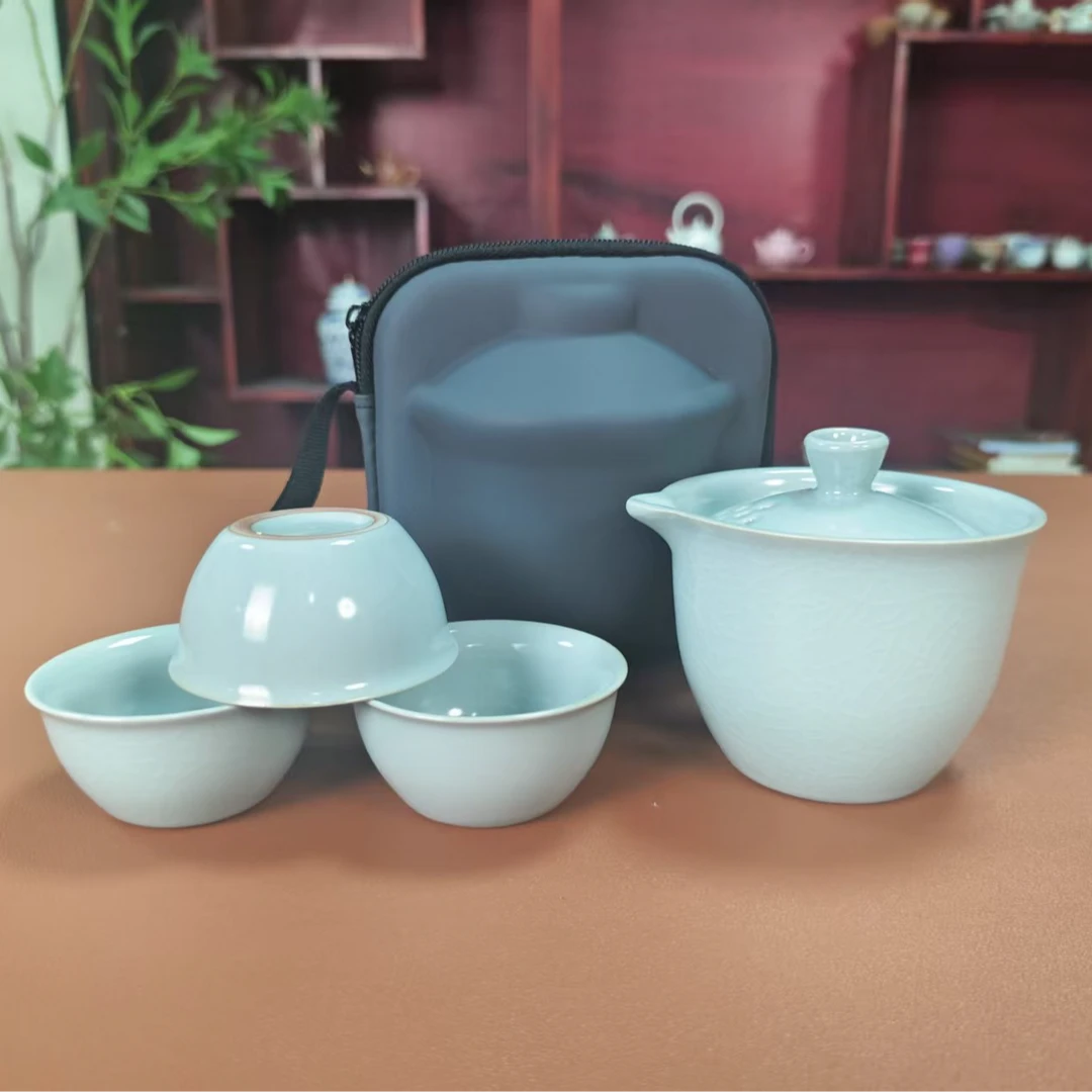 【闪购链接】陶瓷快客杯汝窑旅行套KK032