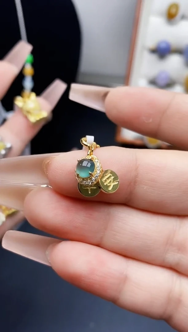 银S925镶嵌戒指翡翠夏***茶0461