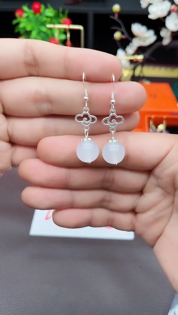 玛瑙/玉髓耳饰银S925镶嵌101000