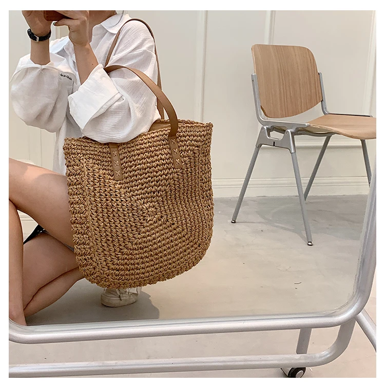 拉链托特包编织洋气肩包2025超大简约单肩纯色编织女包单肩包复古