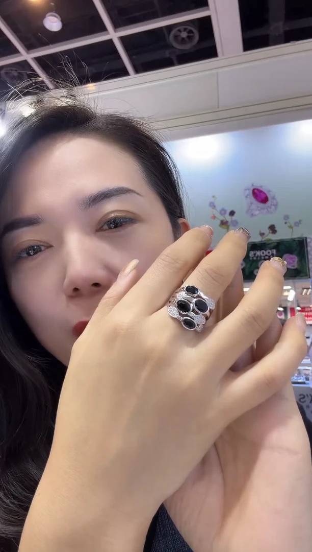 银S925镀金镶嵌戒指定制尖晶石包镶13-17备注圈口