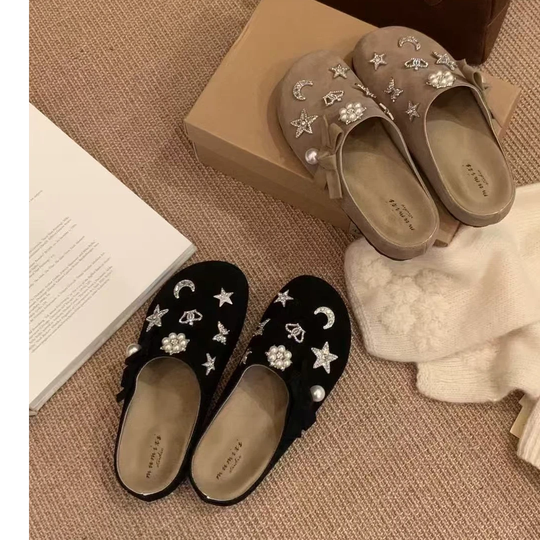 低跟复古平底休闲防滑夏季中跟时尚包头拖