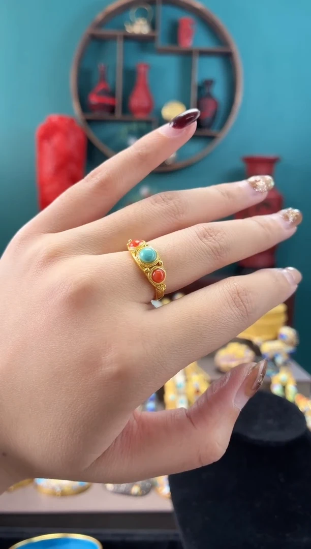 非遗手工花丝镶嵌戒指