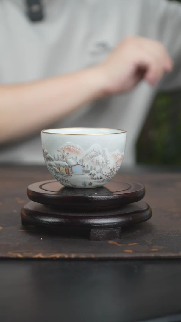 景德镇手工雪景不倒杯