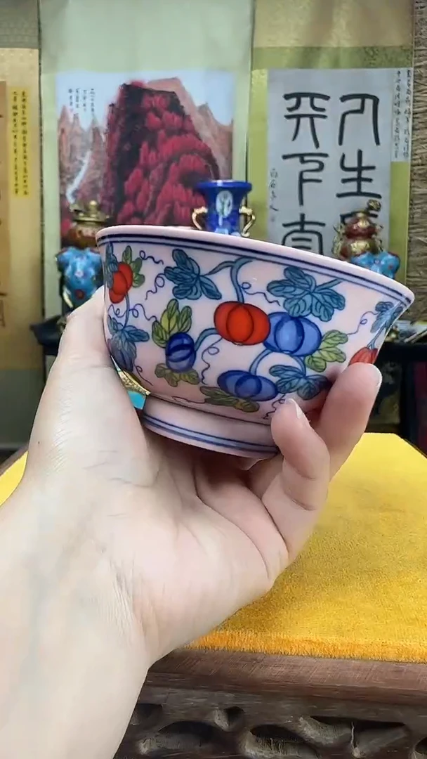 瓷片景德镇陶瓷瓜蝶碗