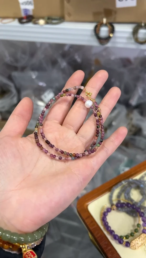 【闪购商品】碧玺手链未镶嵌彩虹碧玺淡水珍珠款项链[277]