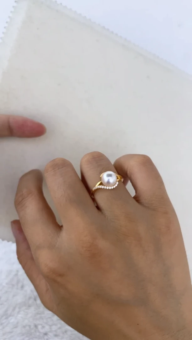 海水珍珠戒指银S925镶嵌戒指