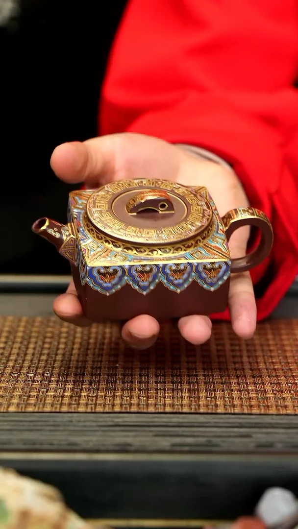 【闪购商品】紫砂茶壶HZ48珐琅彩 四方