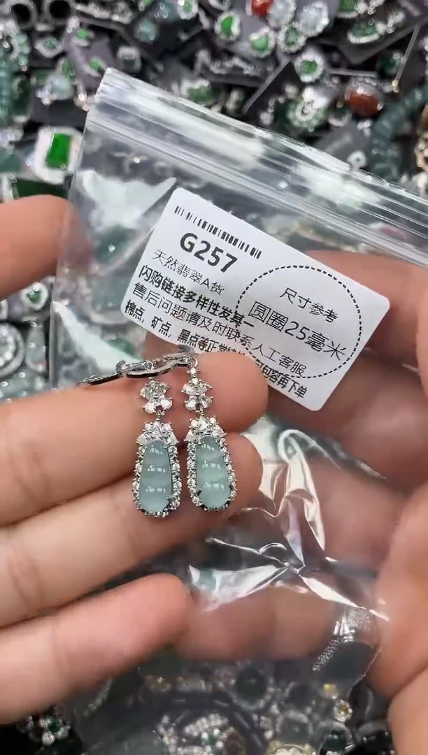 翡翠未镶嵌颈饰G257耳扣