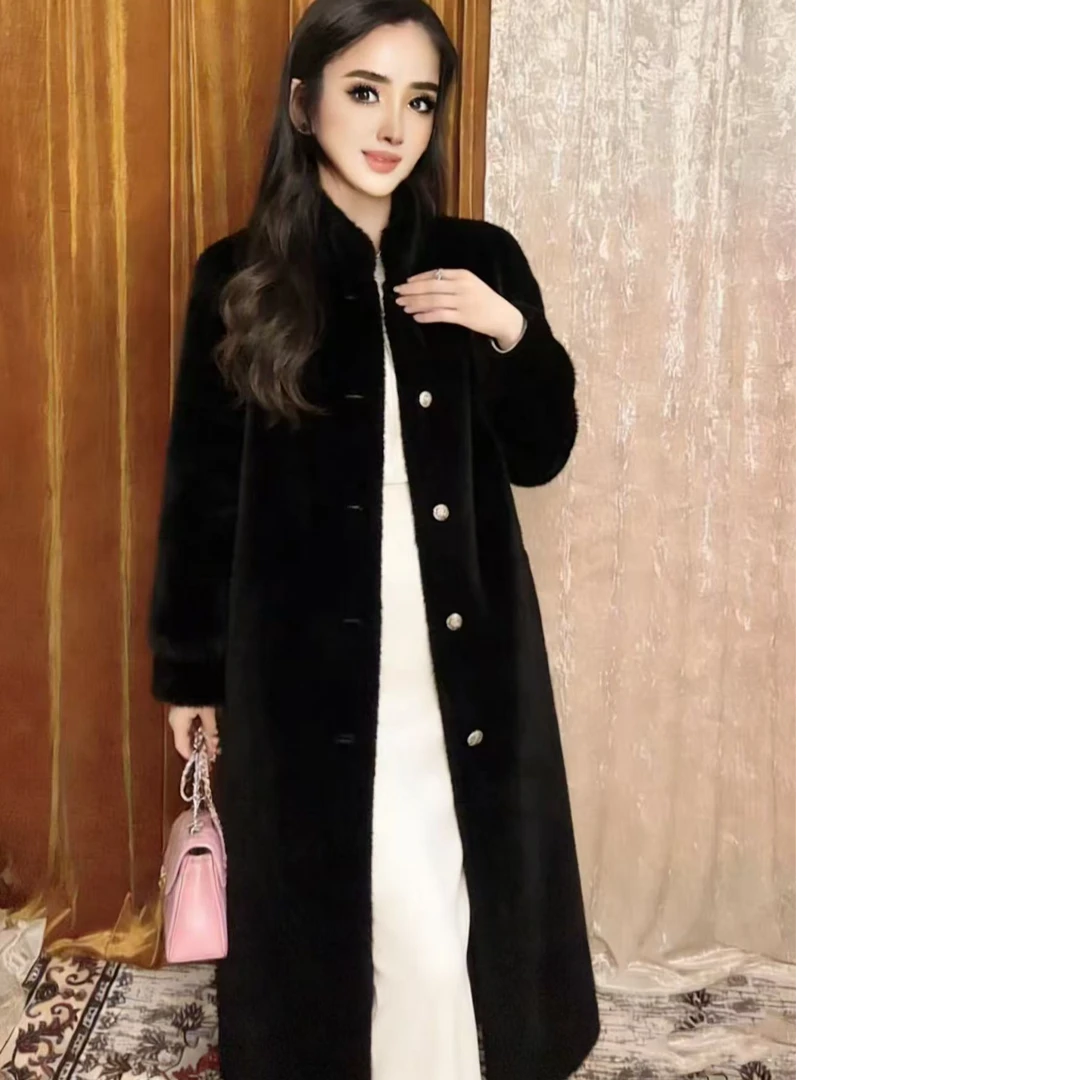 [公主袖]2025海宁秋冬爆款时尚加厚宽松环保常规毛毛长款外套