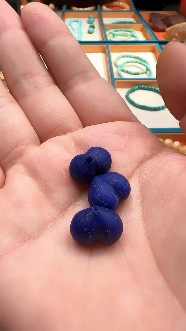 未镶嵌青金石屁桃珠14+青金石精工屁桃珠 一个 多样性拍一发一