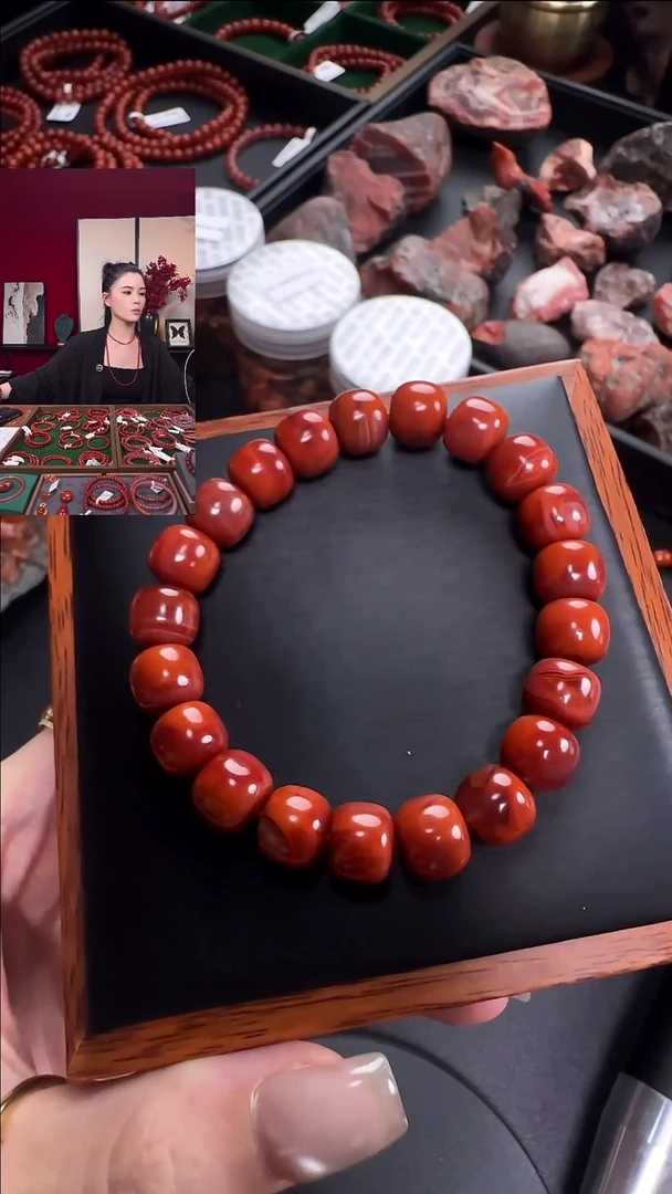 手串未镶嵌南红玛瑙原矿X072九口火焰老型10mm多样性发