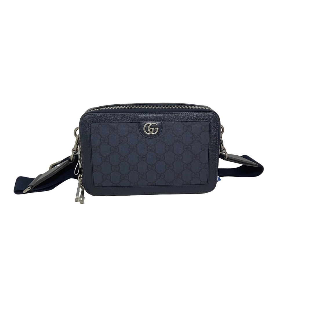 99新 GUCCI/古驰 古驰蓝色老花斜挎包480