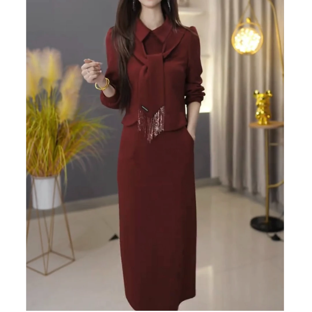 【定制套装】C666上衣配半身裙优雅气质时尚减龄休闲显瘦收腰早秋