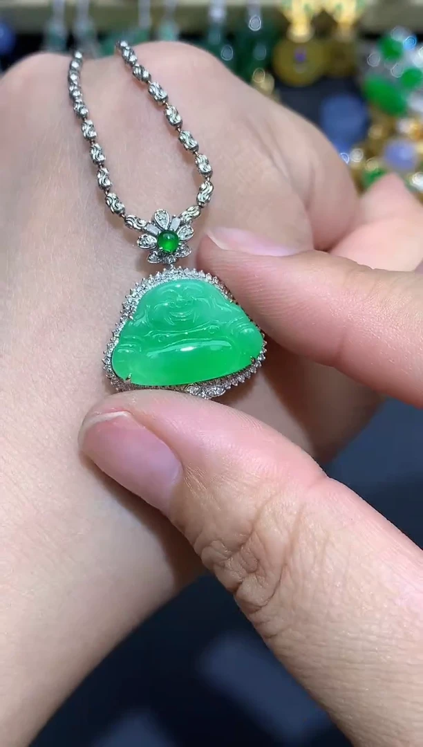 翡翠18K金镶嵌吊坠(不含链)617-春日珠宝