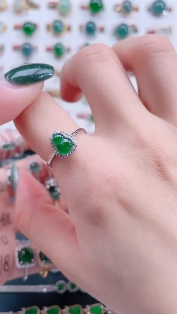 银S925镶嵌戒指翡翠天然翡翠