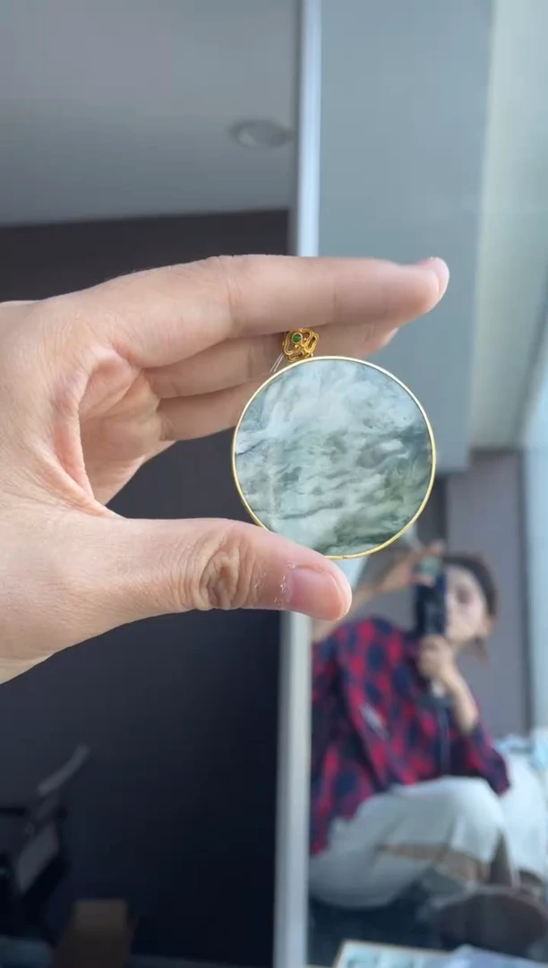 吊坠(不含链)18K金镶嵌翡翠桐*✨天然缅甸A货翡翠