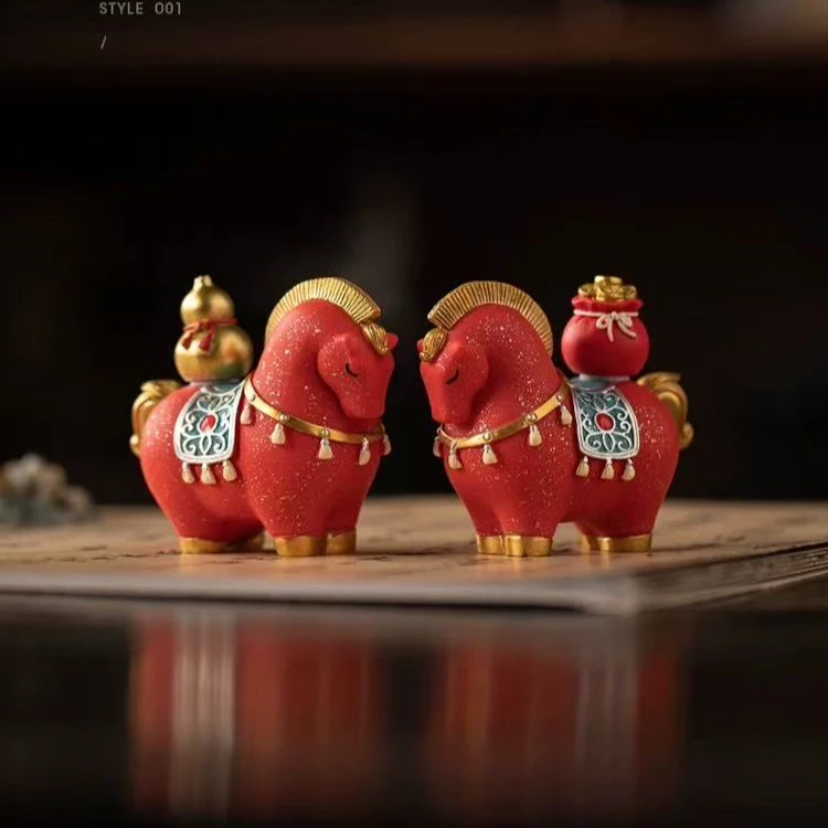 国潮风马上有钱茶宠迷你摆件手办礼办公室桌面摆设乔迁开业送礼品