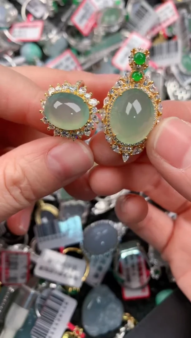 银S925镶嵌戒指翡翠888---6