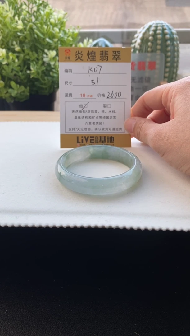 未镶嵌手镯翡翠51.4圈口编码K07