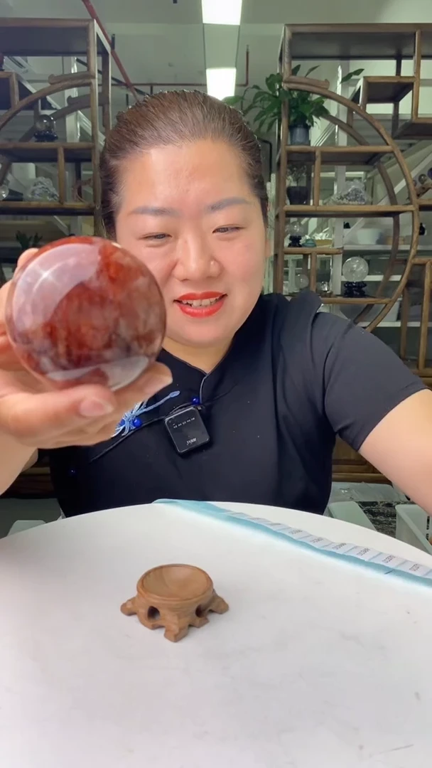 水晶珠宝半成品未镶嵌红胶花球D362