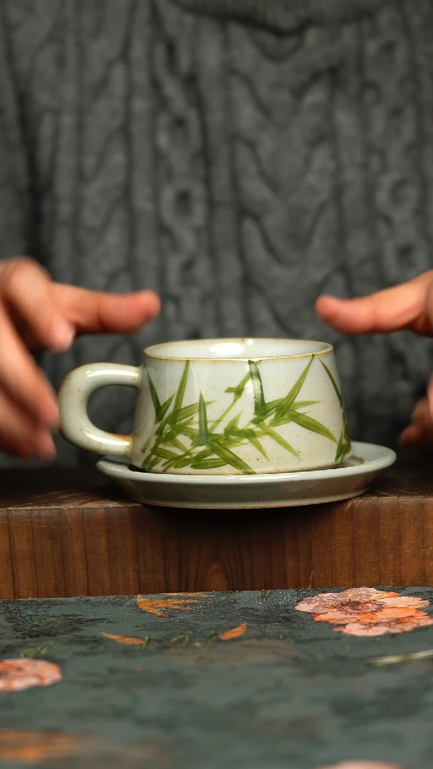 杯釉下彩手工手绘同款陶器