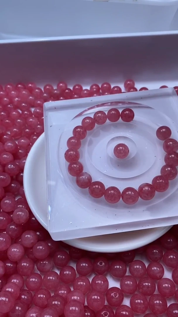 颈饰未镶嵌石英质玉W1929红纹10mm*20颗