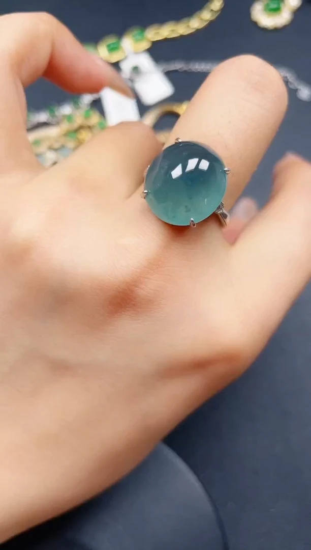 翡翠戒指银S925镶嵌423423