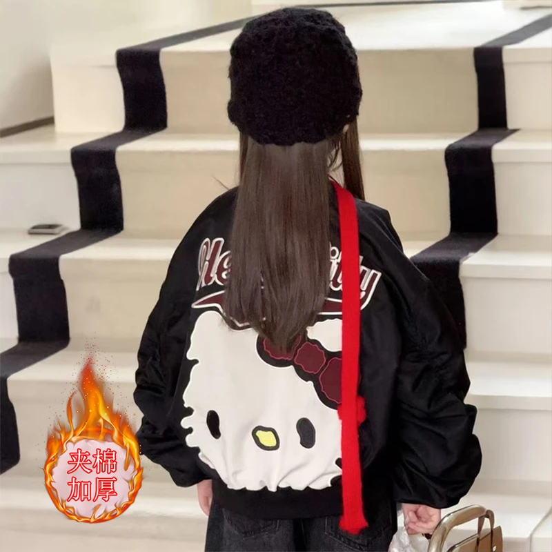 女童夹棉棒球服外套秋冬甜酷风卡通二棉派克服保暖绗棉外衣棉袄