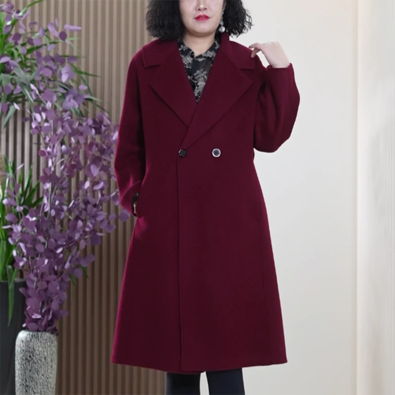 100%高支澳洲羊毛英伦风毛呢大衣收腰手工私人定制长款秋季外套女