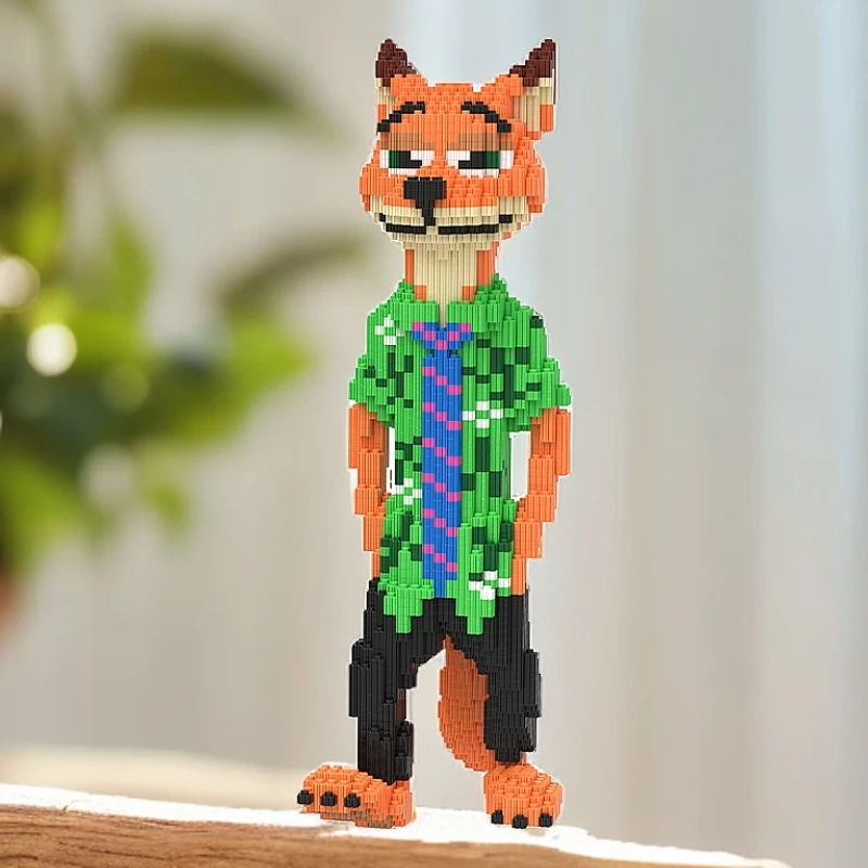 尼克狐狸积木玩具双人优质颗粒串联积木儿童礼物积木摆件兔子警官