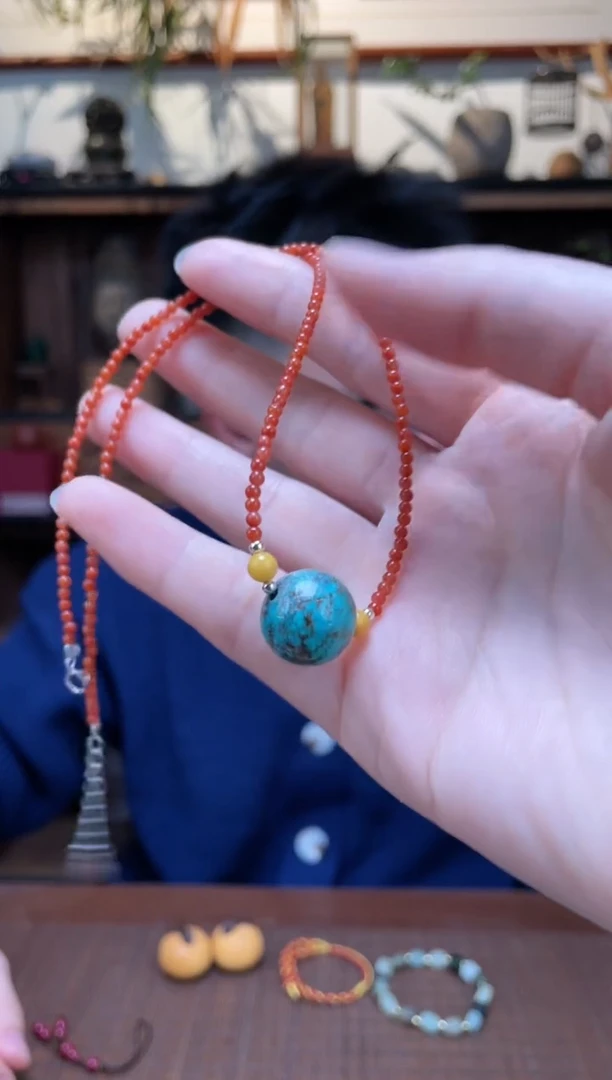 【闪购商品】南红玛瑙颈链银S925镶嵌南红颈链*10ZD多样性发一