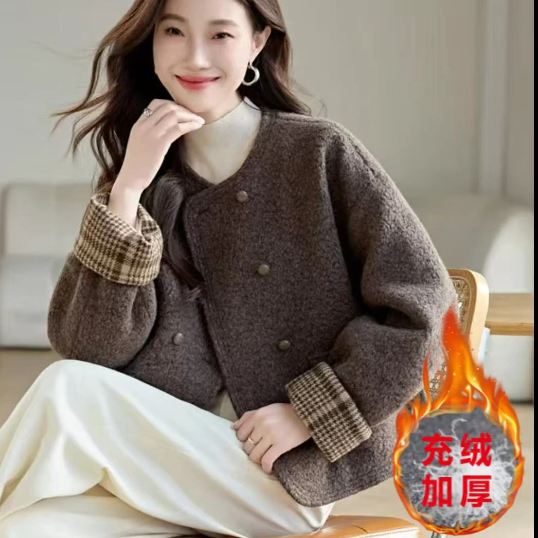 【当天发+运费险】咖色春秋小香风外套时尚保暖高级感双排扣款P2538