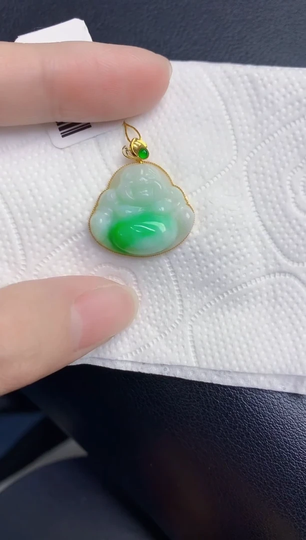 颈饰18K金镶嵌翡翠天然翡翠缅甸A货