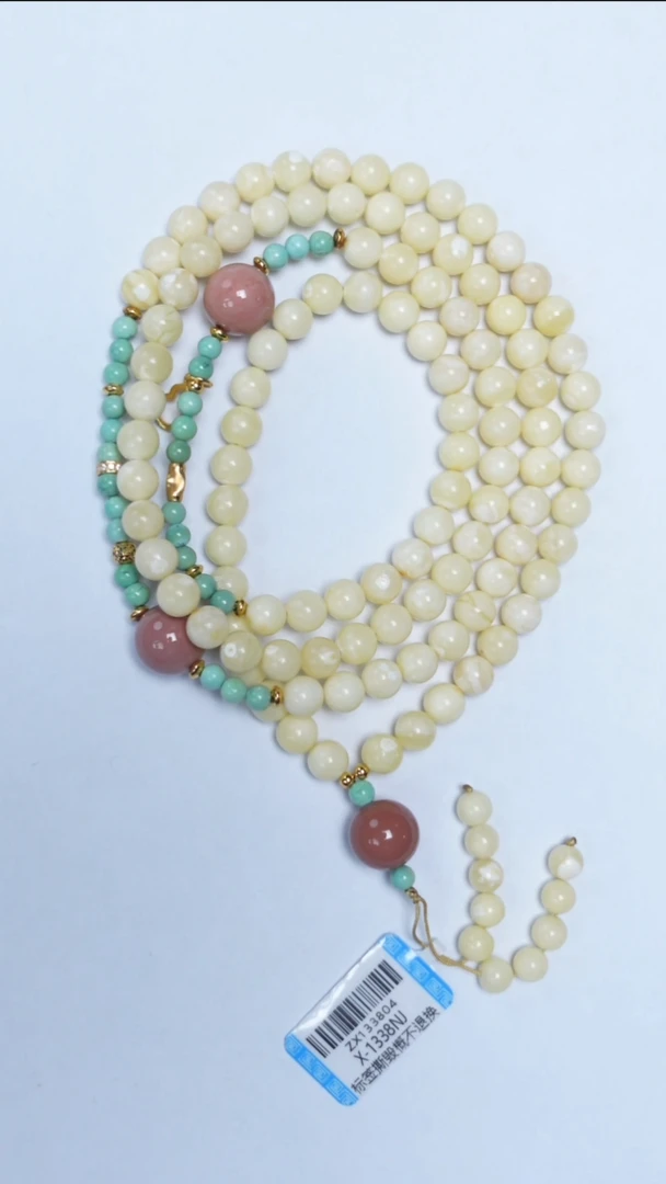 蜜蜡颈饰未镶嵌白蜡圆珠108项链