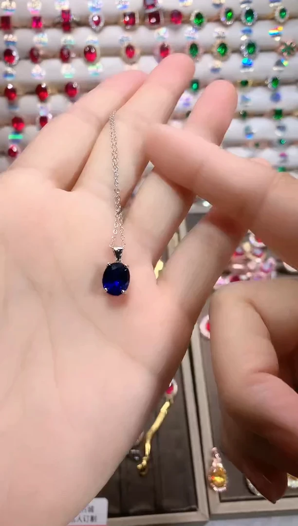 【闪购商品】蓝宝石吊坠(赠链)银S925镶嵌银色8.10