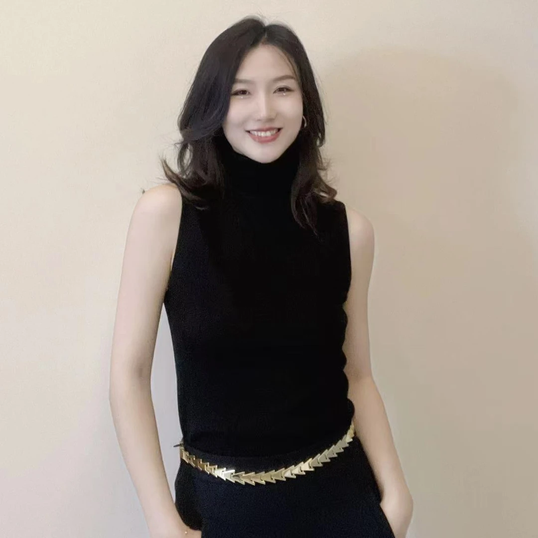 阿玛施AMASS【无袖打底】时尚气质百搭修身半高领无袖针织衫5399649