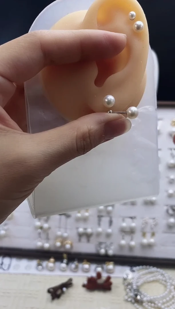 银S925镶嵌耳饰淡水珍珠42